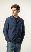 Giacca camicia uomo a righe sottili blu
