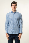 Camicia Karl Mommoo con micro stampa geometrica – Azzurro