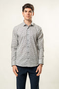 Camicia Karl Mommoo con micro fantasia floreale – Bianco/Nero