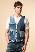 Gilet Patchwork Denim 100% Cotone B394646949