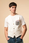 Gilet Patchwork Bianco 100% Cotone B394646949