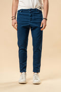 Pantalone uomo cropped cotone stretch blu
