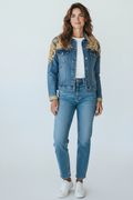 Giubbino Jeans Donna con Ricami e Castoni