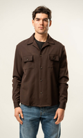 Giacca camicia uomo color marrone scuro
