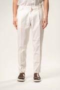 Pantalone Chinos con Pinces Slim Fit Avorio PFU134/2
