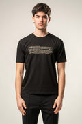 T-Shirt Jersey Bielastico con Stampa Nera MU055