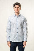Camicia Karl Mommoo con micro fantasia floreale – Azzurro