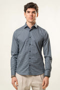 Camicia Karl Mommoo con micro fantasia geometrica – Grigio