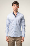 Camicia Coreana con Foulard Estraibile Azzurro E068/FOL