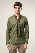 Camicia Coreana con Foulard Estraibile Verde Militare E068/FOL