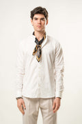 Camicia Karl Mommoo collo coreano con foulard – Bianco