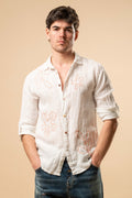 Camicia Lino Ricamo 100% Lino B3965625626