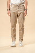 Pantalone uomo cropped cotone stretch beige