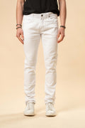 Jeans uomo slim fit cotone modal bianco