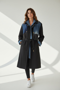Trench Nero Mix Denim con Frange – Taglia Unica
