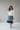 Giacca Lunga Bianco Panna con Dettaglio Denim